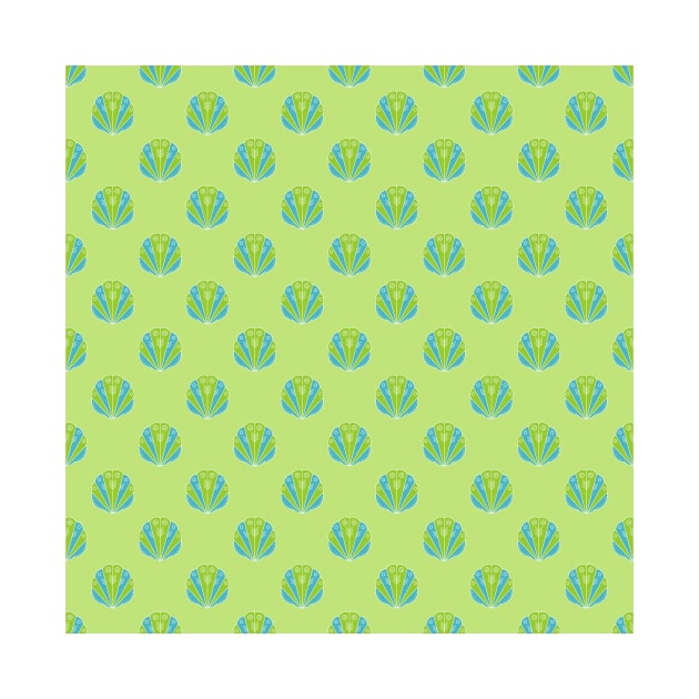 Trendy Green Blue Shell Pattern by jodotodesign