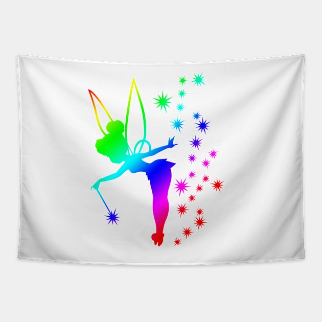 Rainbow Tinkerbell Ombre Sillhouette Tapestry by ijsw