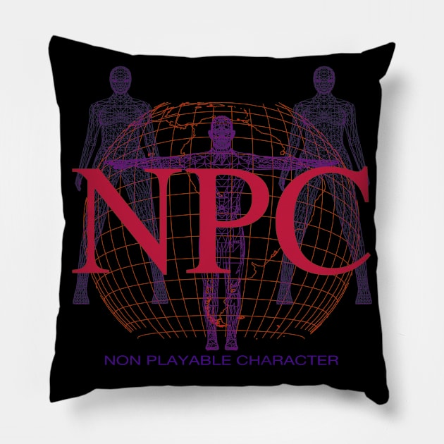 NPC - Retro Y2K Computer Graphic (non playable character) 2 Pillow by blueversion