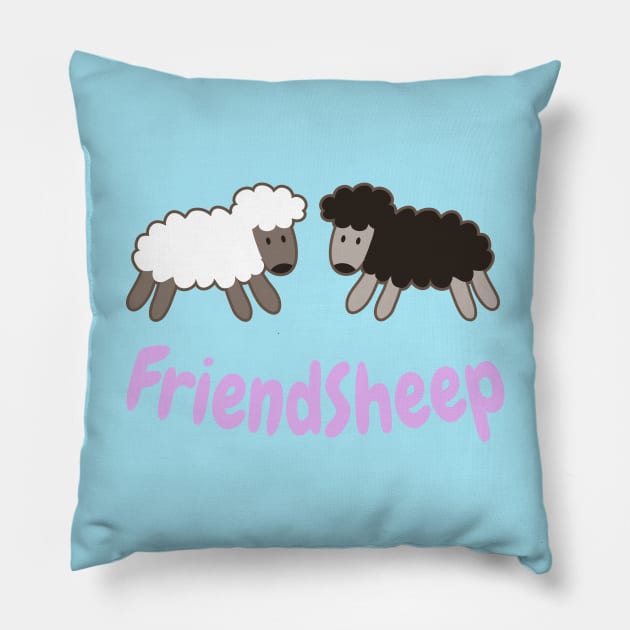 Friendsheep funny Sheep Pun Pillow by Foxxy Merch