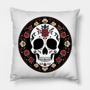 Floral Day of the Dead Skull Pillow