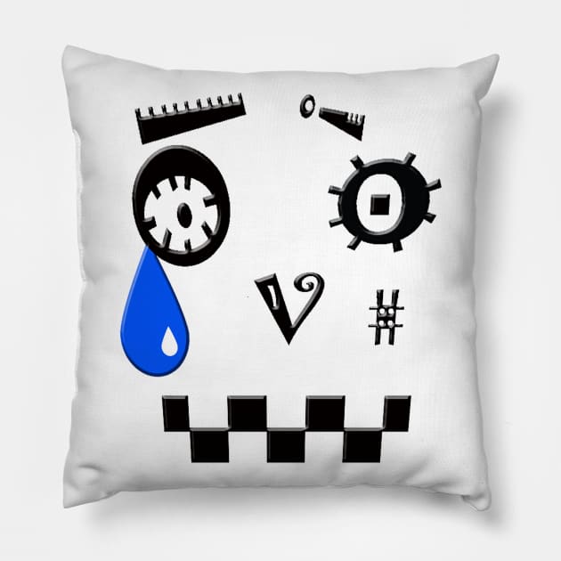 ASCII Robot is Crying a Blue Tear Pillow by ibadishi