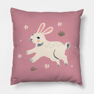 Rabbit and Daisies Pillow