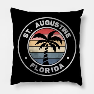 St. Augustine Florida Sunset Palm Trees Beach Retro Pillow