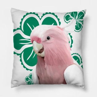 Galah Cockatoo Green Floral Pillow