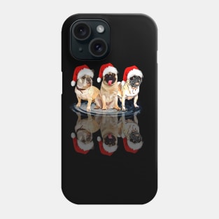 Shadow Pugs Dog Christmas Sweatershirt Cute Pugs Santar Hat Gift T-Shirt Phone Case