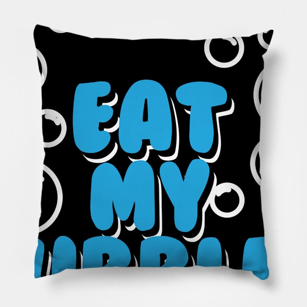 Swimming Gift Design Swim Coach Swim Team Eat My Bubbles Print Pillow by Linco