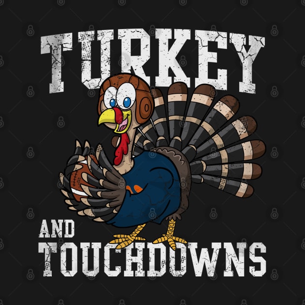 Thanksgiving Football Turkey And Touchdowns by E