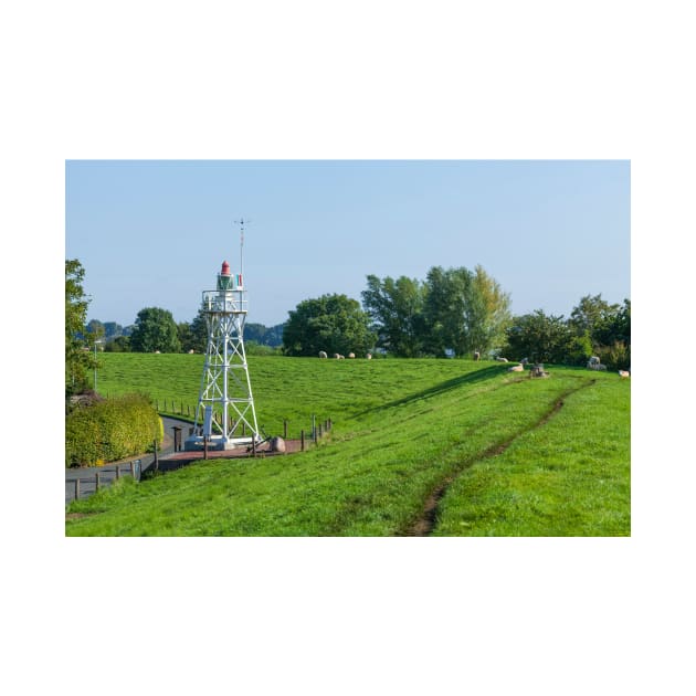 Liener Hörn lighthouse on the Huntedeich, Elsfleth; district of Wesermarsch; Lower Saxony; Germany; Europe by Kruegerfoto