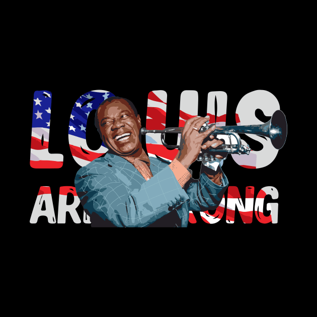 Louis Armstrong American Flag by Olgakunz
