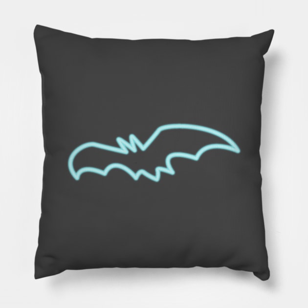 80s Retro Neon Sign Bat Halloween Pillow by PhuNguyen