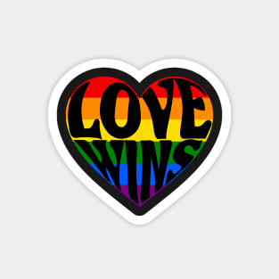 Love wins rainbow heart Magnet