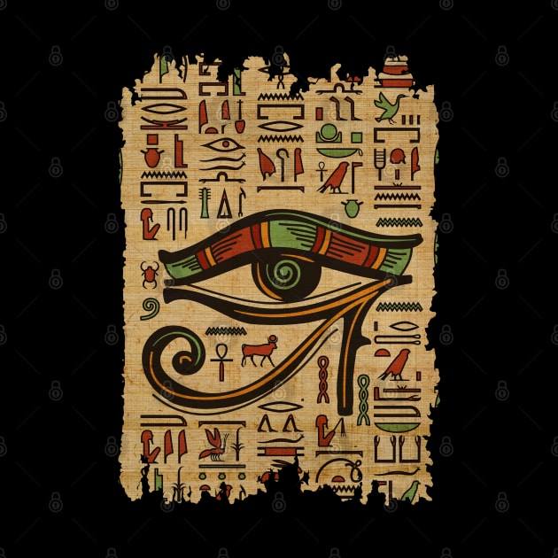 Egyptian Eye of Horus Ornament on papyrus by Nartissima