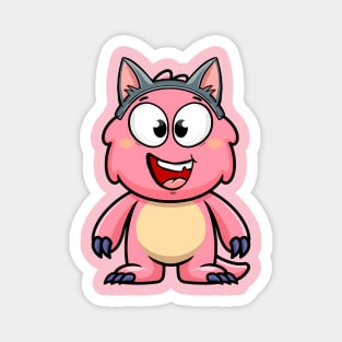 Baby Monster Pink Laughing Cat Magnet