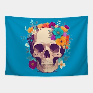 flowers and skull Tapestry