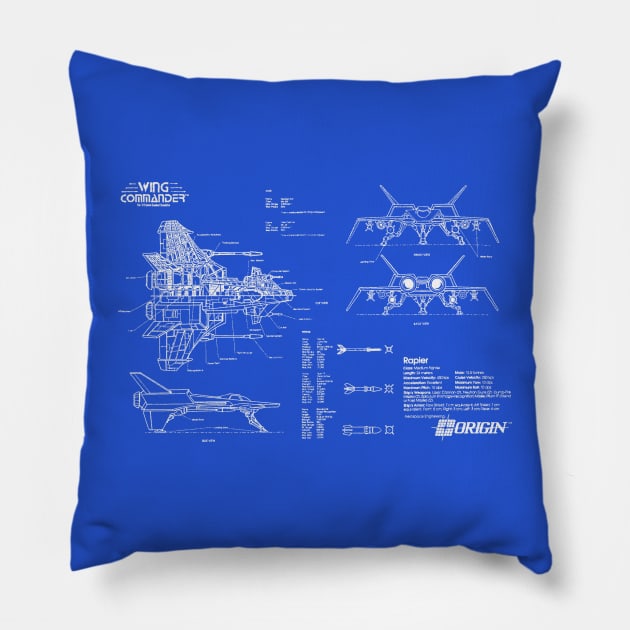 Wing Commander - Rapier Ship Blueprint Pillow by wataah