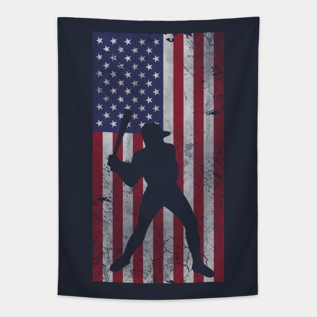 Patriotic American Flag Baseball Sports Tapestry by E
