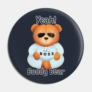 Yeah Buddy Bear Graphic Pin