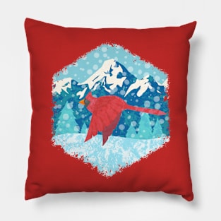 Flying Winter Cardinal Pillow