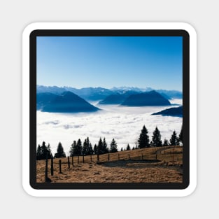 Swiss Alps - Central Swiss Alpine Panorama on Clear Sunny Day Magnet