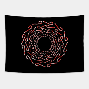 Christmas Holidays Candy Canes Circles Graphic Tapestry