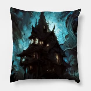 spooky haunted house Pillow