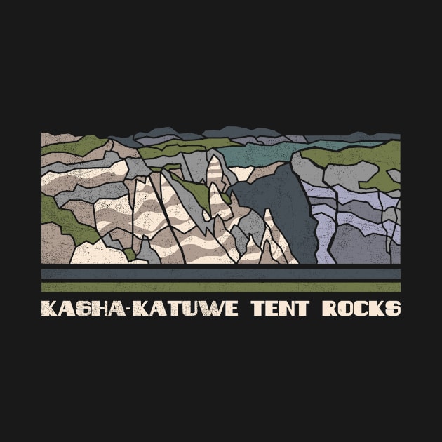 Kasha-Katuwe Tent Rocks National Monument Nature Lover Vintage Retro Skyline Hiking Outdoor Travel Adventure by NickDezArts
