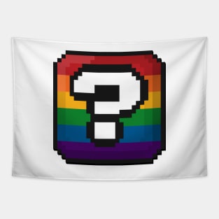 LGBTQ Pride Rainbow Pixel Question Mark Box Tapestry