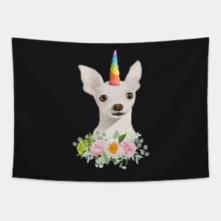 Cute Unicorn Puppy With Pastel Flowers Tapestry