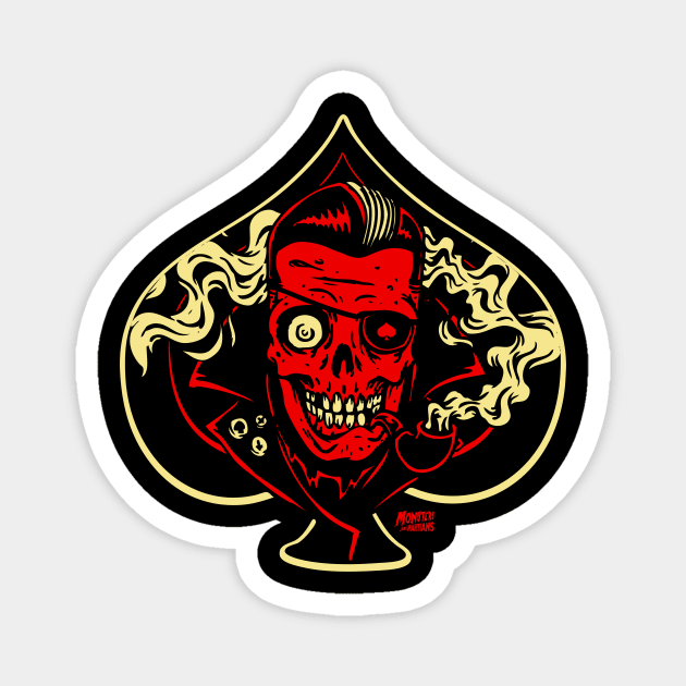 Ace of Spades - Psychobilly Undead Greaser Skull Magnet by MonstersandMartians