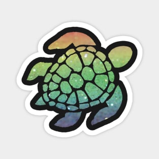 Pastel Rainbow Ombre Faux Glitter Turtle Magnet