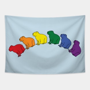 Pride Capybara Rainbow Tapestry