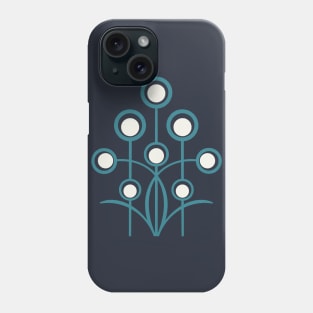 Teal Art Deco geometric flower motif Phone Case