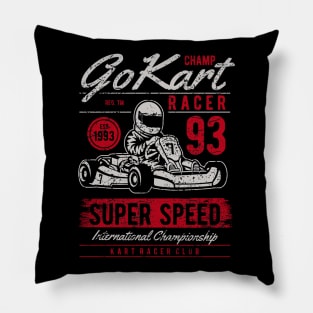 Vintage Go Kart Racer Super Speed Pillow