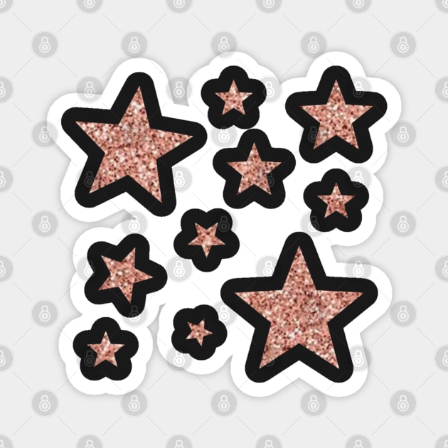 Rose Gold Faux Glitter Stars Magnet by Felicity-K