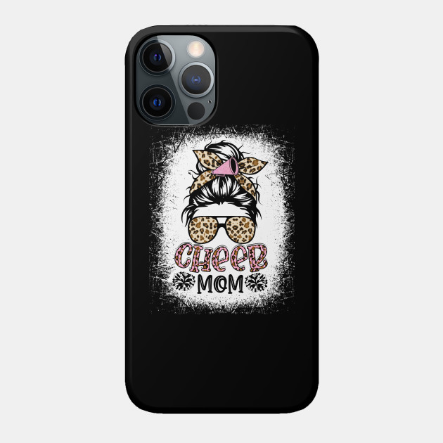 Cheer Mom Leopard Messy Bun Cheerleader Funny Mothers Day - Cheer Mom Leopard Messy Bun - Phone Case