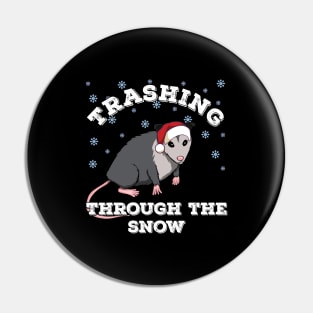 Christmas Opossum trashing through the snow Pin