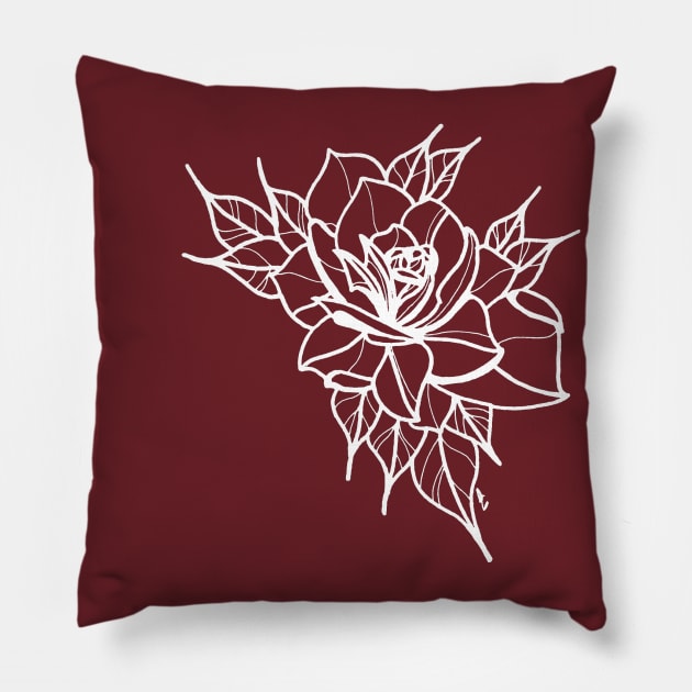 Large Neo-Traditional Style Rose Pillow by Atouchofgold