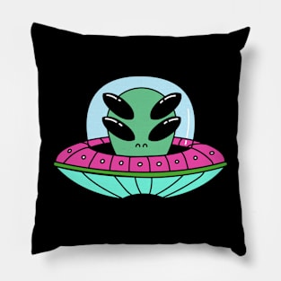 Ufo Alien In Flying Saucer Pillow