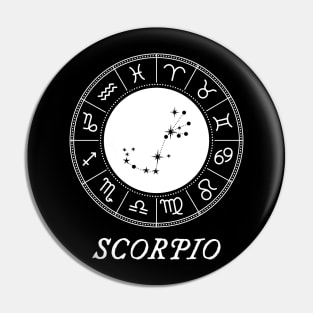 Scorpio Zodiac Sign Design With Constellation Pin