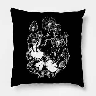 Overgrown skull. Mushrooms. Death - Life Pillow