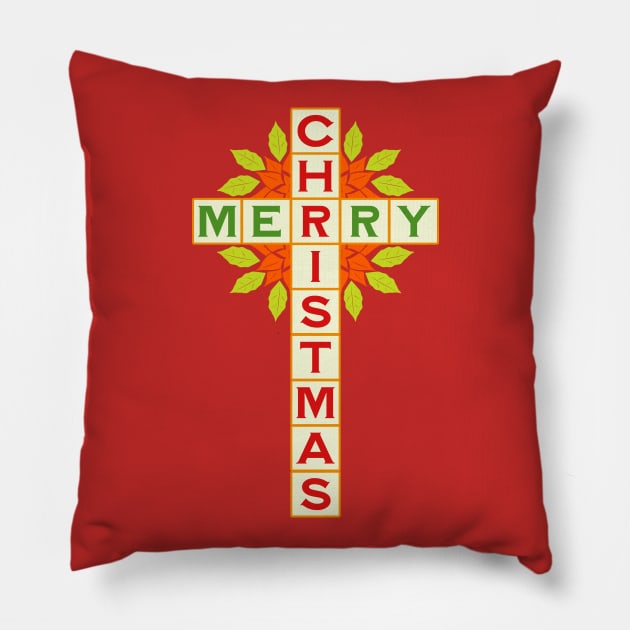 Merry Christmas Crossword Clue Pillow by Jay Diloy