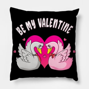 Be My Valentine Cute Swans Love Pillow