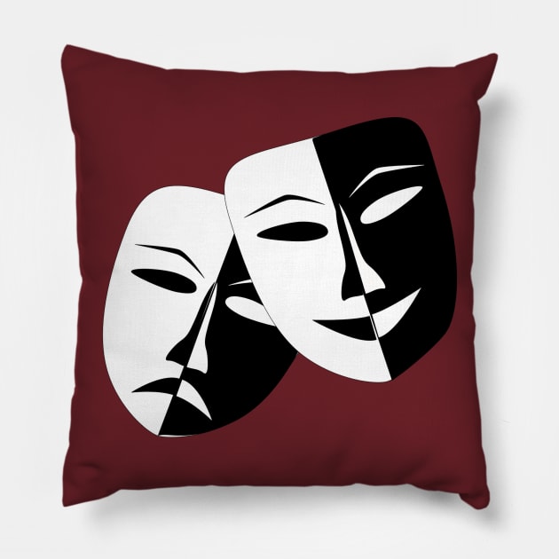 Comedy Tragedy Theatre Masks Pillow by SistersTrading84