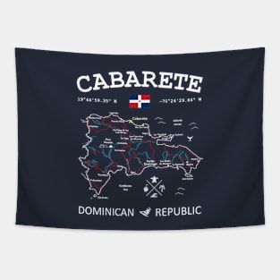 Dominican Republic Travel Map Flag Cabarete Roads Rivers and Oceans Tapestry