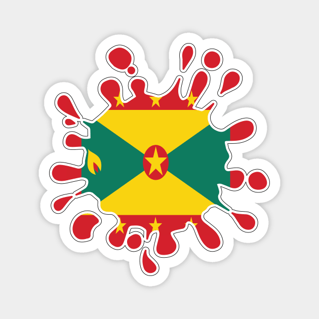 Grenada National Flag Paint Splash Magnet by IslandConcepts