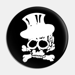 White Skull and Crossbones with Top Hat Pin