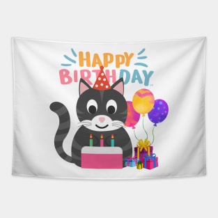 KITTY CAT HAPPY BIRTHDAY/ Kitten has a Birthday Tapestry