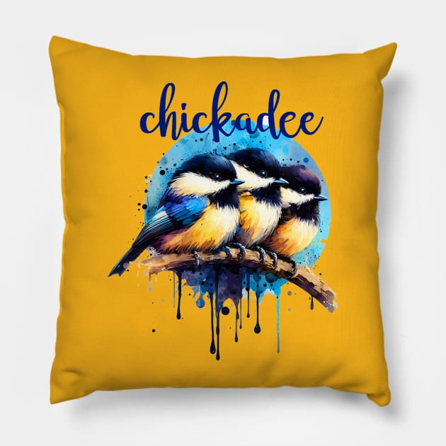 Chickadee Trio Pillow by Billygoat Hollow