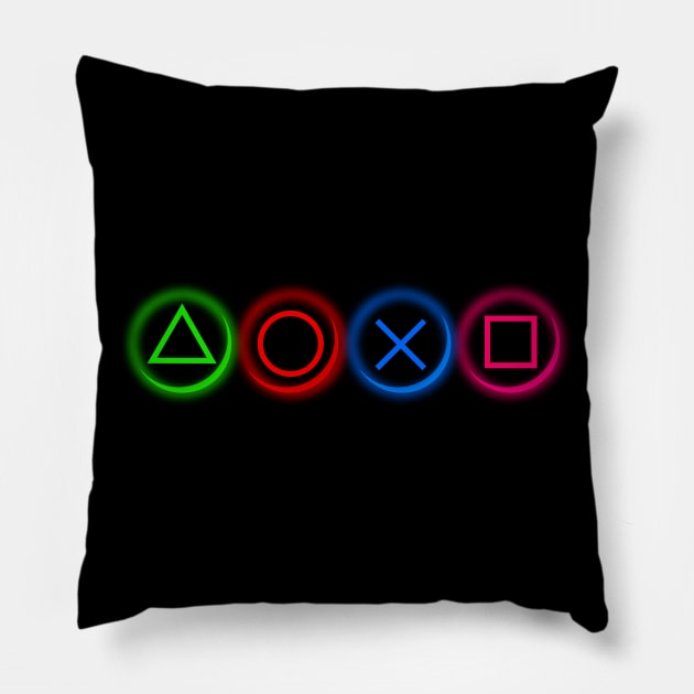 Controller Buttons Neon Pillow by edmproject